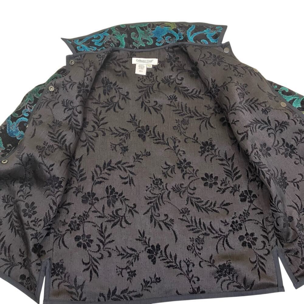 Coldwater Creek Sz XS Pet Brocade Reversible Tapestry Jacket Blazer Green Black - Picture 15 of 16